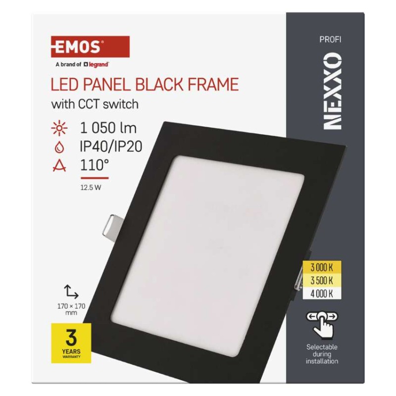 LED-valgusti NEXXO must, 17 x 17 cm, 12,5 W, soe/neutraalne valge