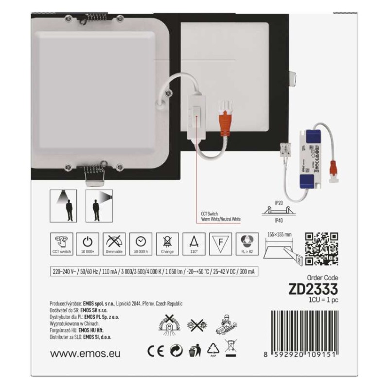 LED-valgusti NEXXO must, 17 x 17 cm, 12,5 W, soe/neutraalne valge
