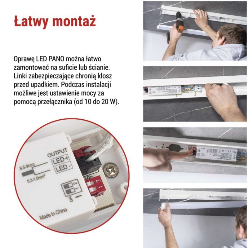 Oprawa liniowa LED PANO 20W, biała neutralna