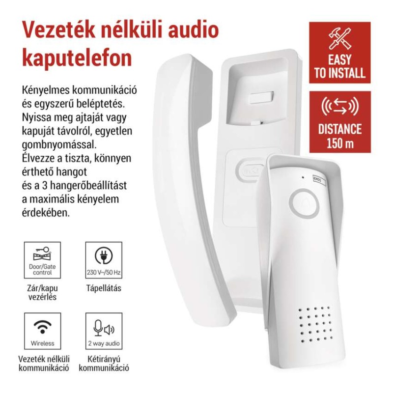 Vezeték nélküli otthoni audio kapucsengő készlet H1088, 1 résztvevő