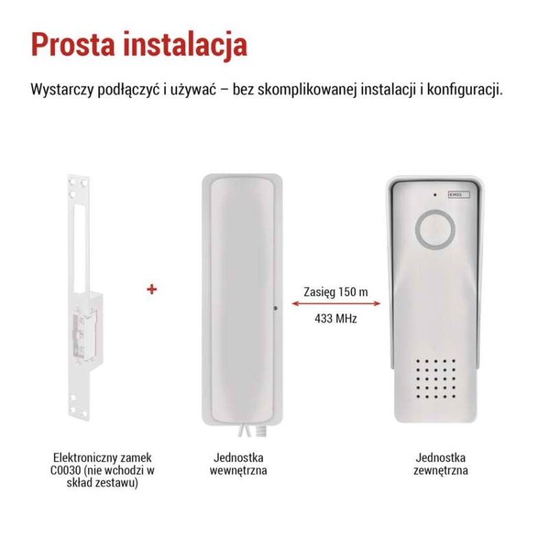 Bezprzewodowy zestaw domofonu audio H1088, 1 uczestnik