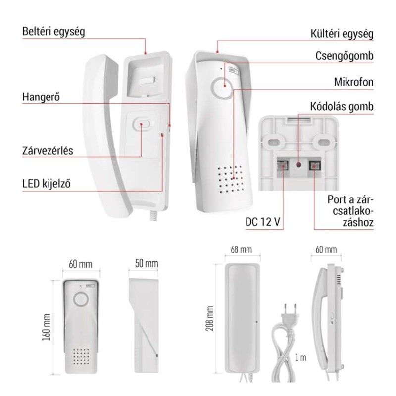 Vezeték nélküli otthoni audio kapucsengő készlet H1088, 1 résztvevő