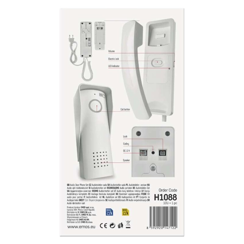 Sada bezdrátového domovního audiotelefonu H1088, 1 účastník 