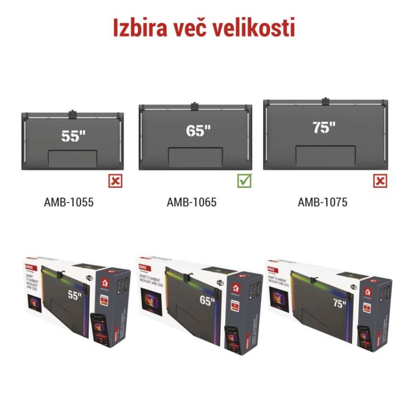 GoSmart Ambientna LED RGB osvetlitev za TV 65“ (164 cm)