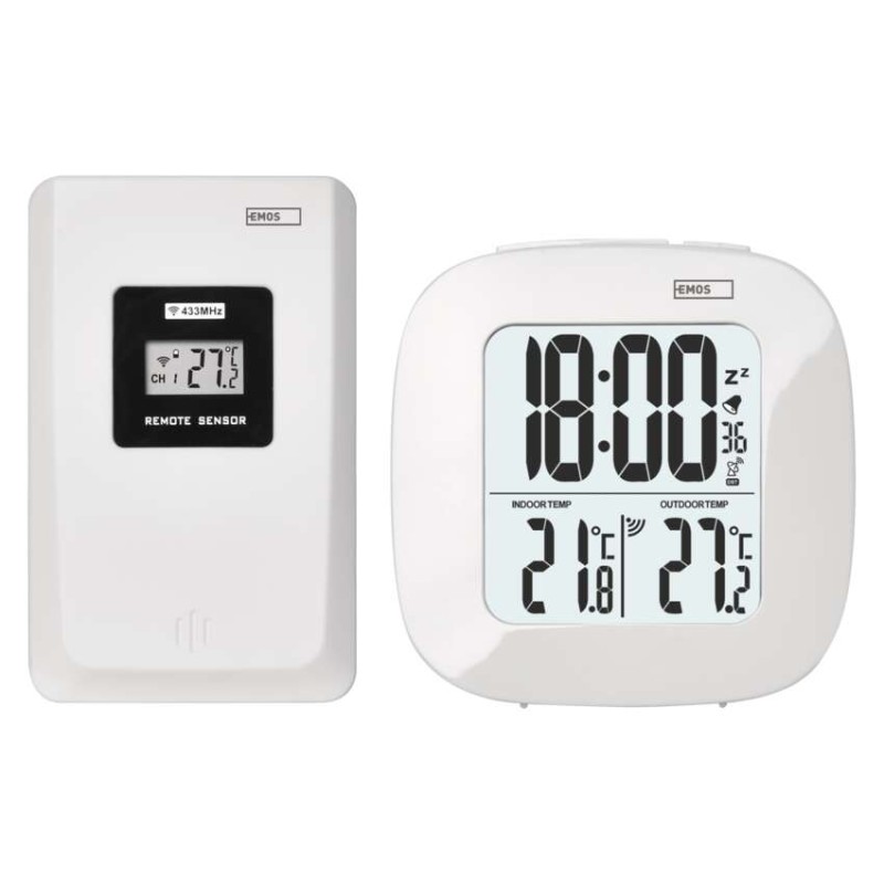 Digitālais termometrs, bezvadu sensors, modinātājs, datums E0127