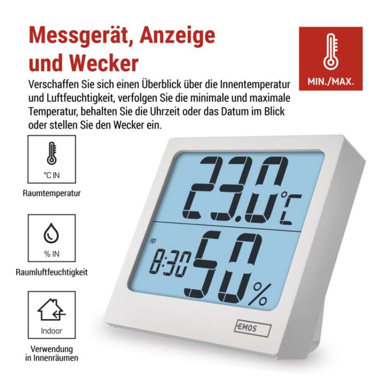 Digitales Thermometer mit Hygrometer E0114N