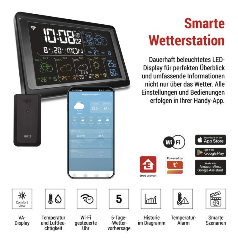 GoSmart Drahtlose Wetterstation E8610 mit WiFi