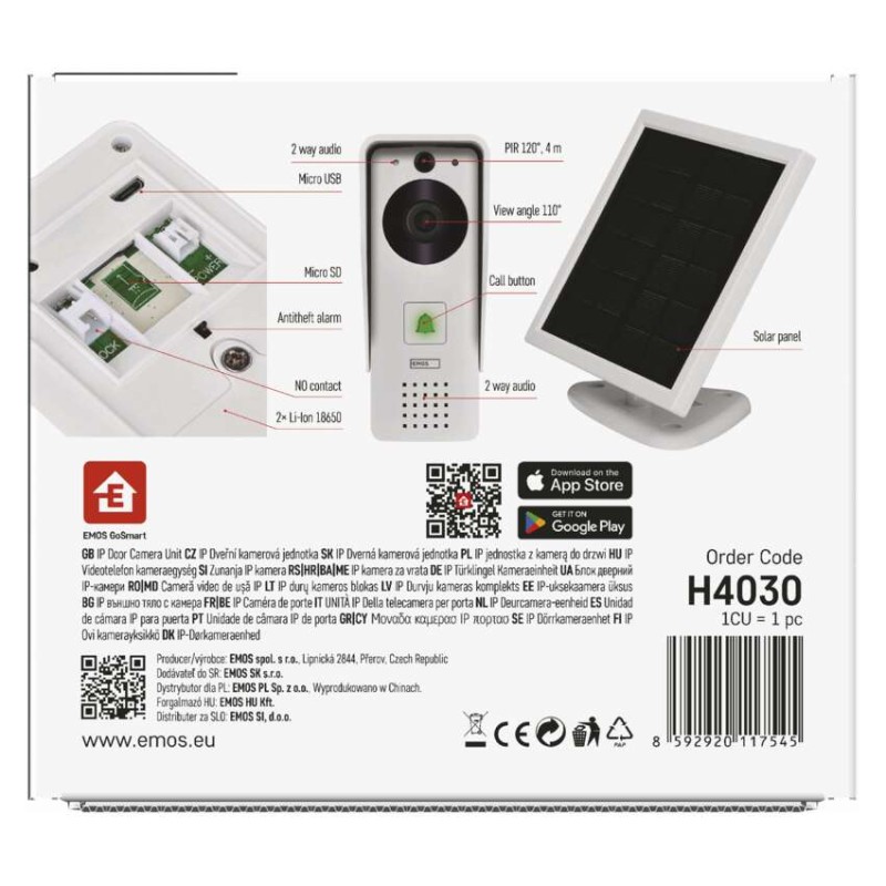 GoSmart dzwonek wideo IP-09D z WiFi, akumulatorem i panelem solarnym 