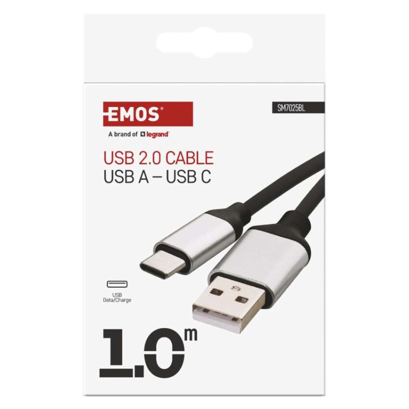 Nabíjecí a datový kabel USB-A 2.0 / USB-C 2.0, 1 m, černý