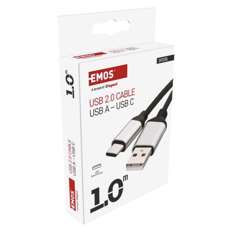 Nabíjecí a datový kabel USB-A 2.0 / USB-C 2.0, 1 m, černý