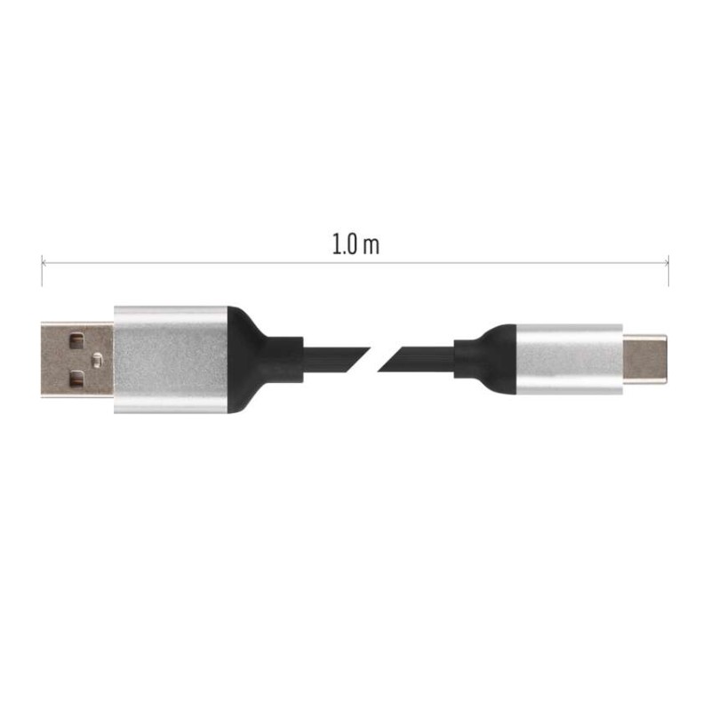 Nabíjecí a datový kabel USB-A 2.0 / USB-C 2.0, 1 m, černý