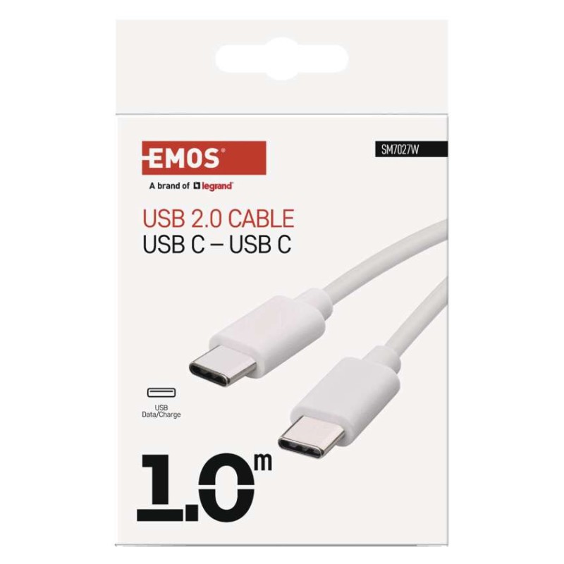 Nabíjecí a datový kabel USB-C 2.0 / USB-C 2.0, 1 m, bílý