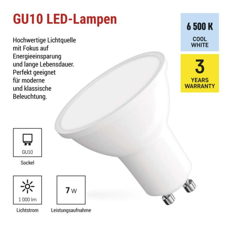 LED Lampe Classic MR16 Weiß/ GU10 / 7 W (72 W) / 1000 lm / Kalt-Weiß