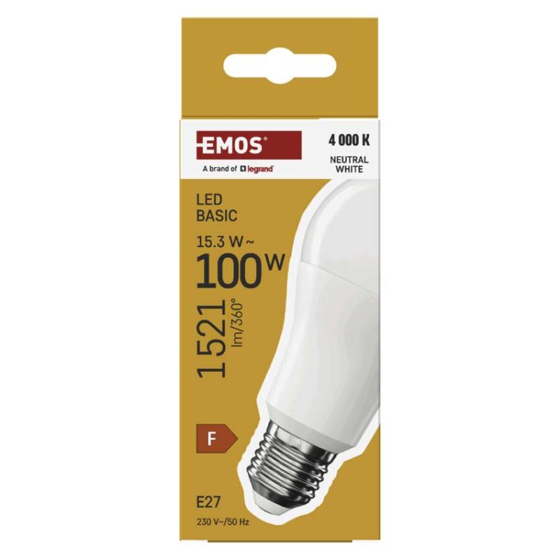LED žiarovka Basic A60 / E27 / 15,3W (100 W) / 1521 lm / Neutrálna biela