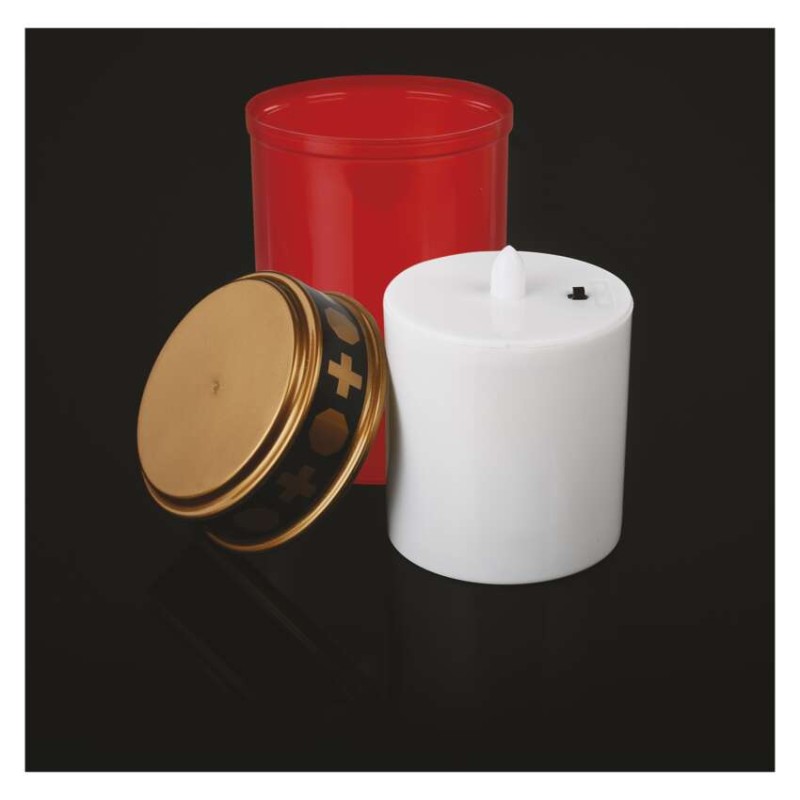 LED nagrobna sveča rdeča, 2x C, zunanja in notranja, topla bela, časovnik