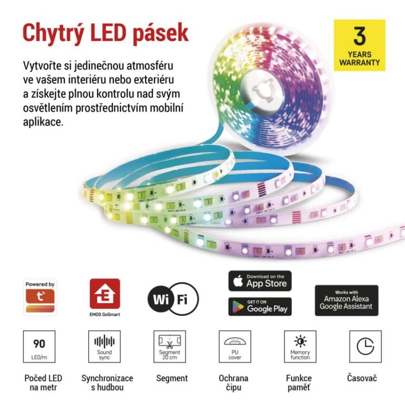 GoSmart LED pásek WiFi 2m, 11W, 450lm, RGB/CCT