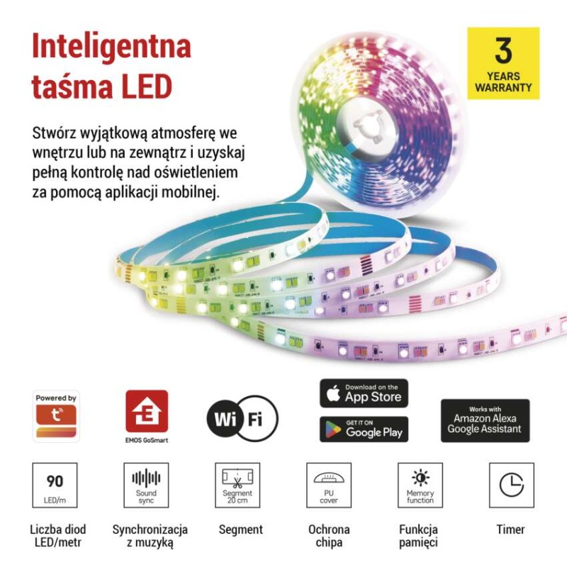 GoSmart Taśma LED 2m, 11W, 750lm, RGB/CCT, WiFi