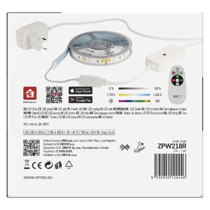 GoSmart Taśma LED 2m, 11W, 750lm, RGB/CCT, WiFi
