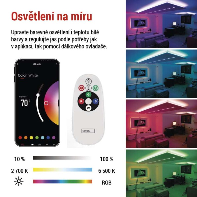 GoSmart LED pásek WiFi 5 m, 22W, 1400lm, RGB/CCT