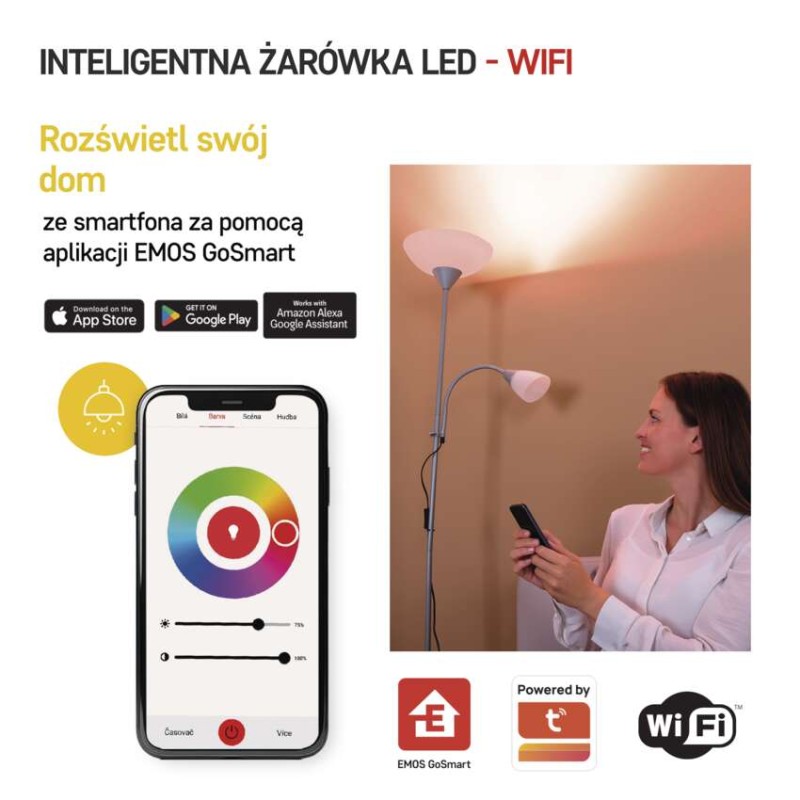 GoSmart Żarówka LED A60 / E27 / 11 W (75 W) / 1 050 lm / RGB / ściemnialna / WiFi