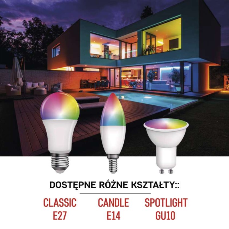 GoSmart Żarówka LED A60 / E27 / 11 W (75 W) / 1 050 lm / RGB / ściemnialna / WiFi