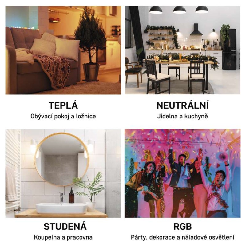 Chytrá LED žárovka GoSmart A65 / E27 / 14 W (94 W) / 1 400 lm / RGB / stmívatelná / WiFi