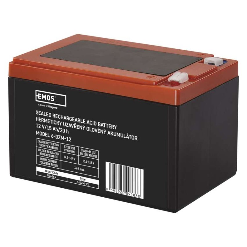 Bezúdržbový trakční olověný aku. 12 V/15 Ah, faston 6,3 mm