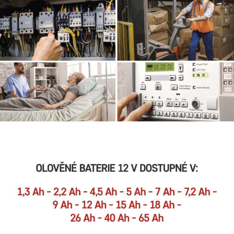 Bezúdržbový trakční olověný aku. 12 V/15 Ah, faston 6,3 mm