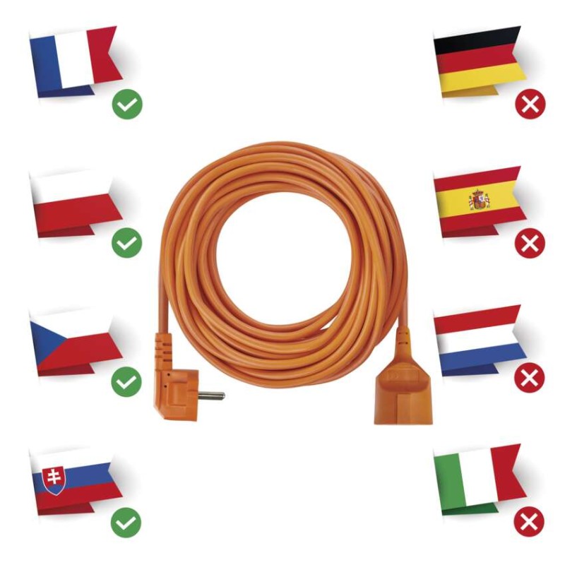 Predlžovací kábel 25 m / 1 zásuvka / oranžový / PVC / 230 V / 1,5 mm2