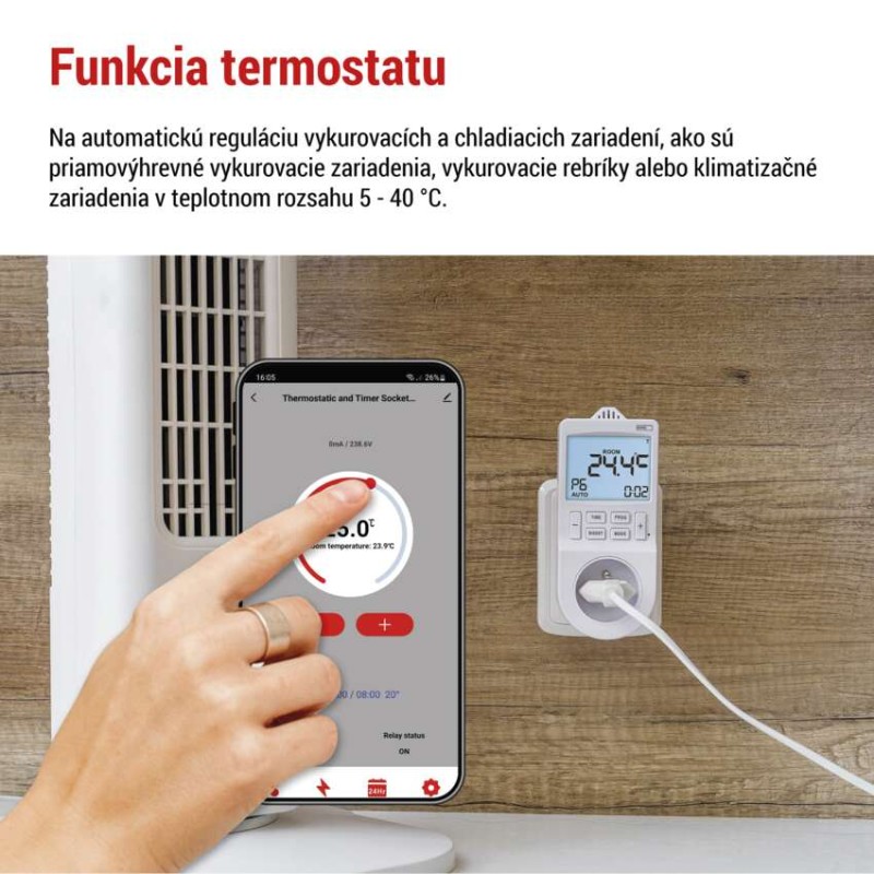 GoSmart Termostat do zásuvky s funkciou digitálneho časovača 2v1 s WiFi