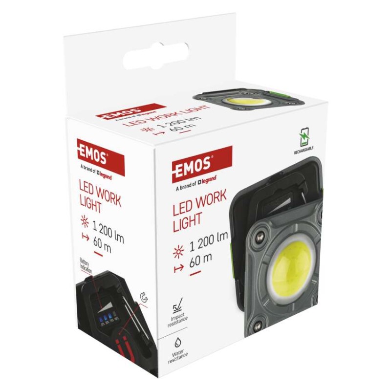 COB LED nabíjecí pracovní reflektor P4543, 1200 lm, 2000 mAh