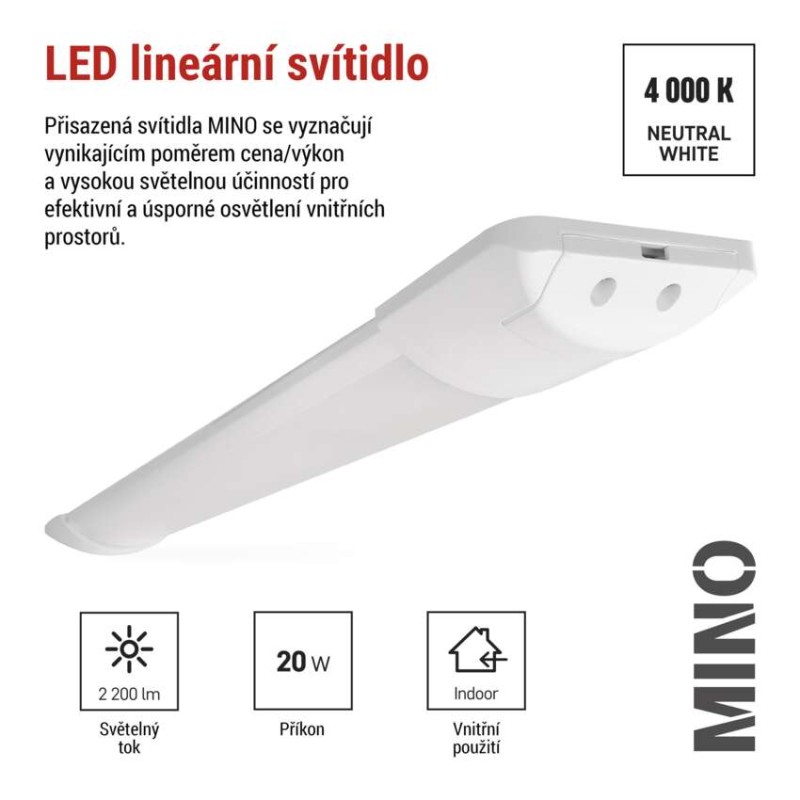LED lineární svítidlo MINO 20W neutrální bílá