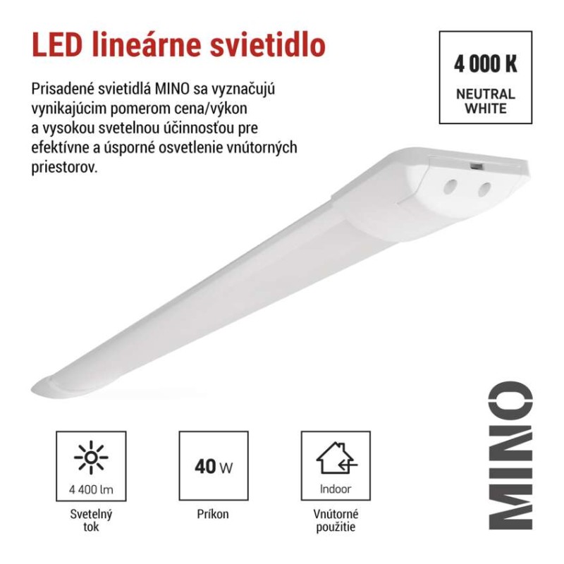 LED lineárne svietidlo MINO 40W, neutrálna biela