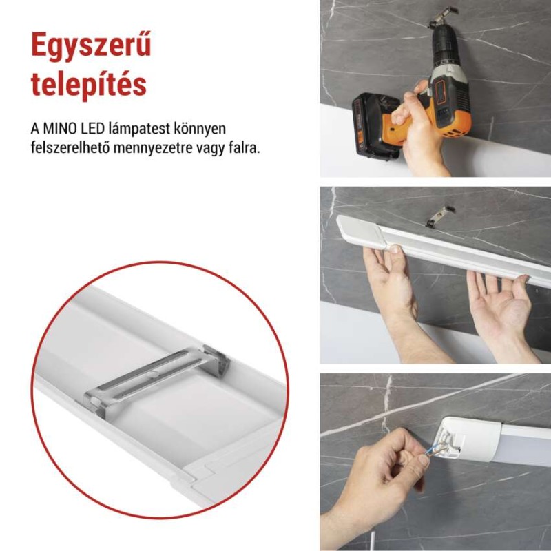 LED lineáris lámpatest MINO 40W, semleges fehér