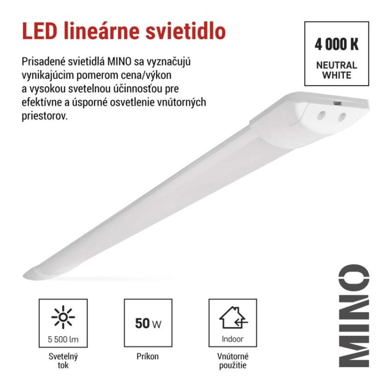 LED lineárne svietidlo MINO 50W, neutrálna biela