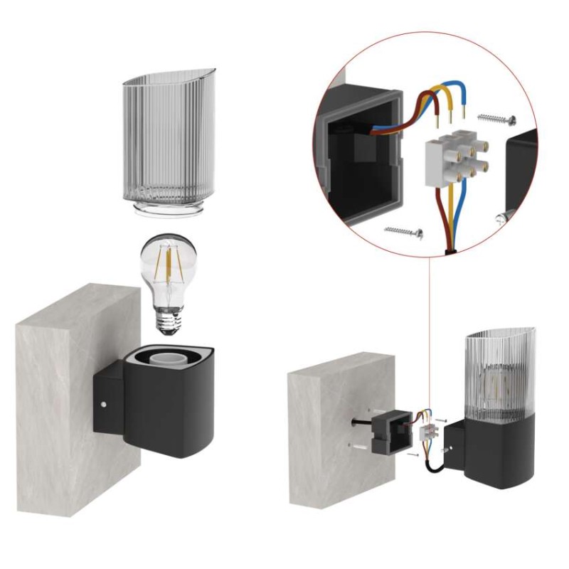 Zahradní nástěnné svítidlo LANA, 11,7 x 10,6 x 21,8 cm, 1 x E27, 25 W