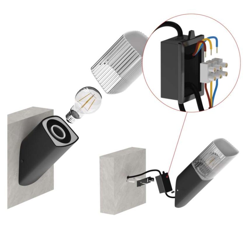 Zahradní nástěnné svítidlo LANA, 10,6 x 8,8 x 28,6 cm, 1 x E27, 25 W