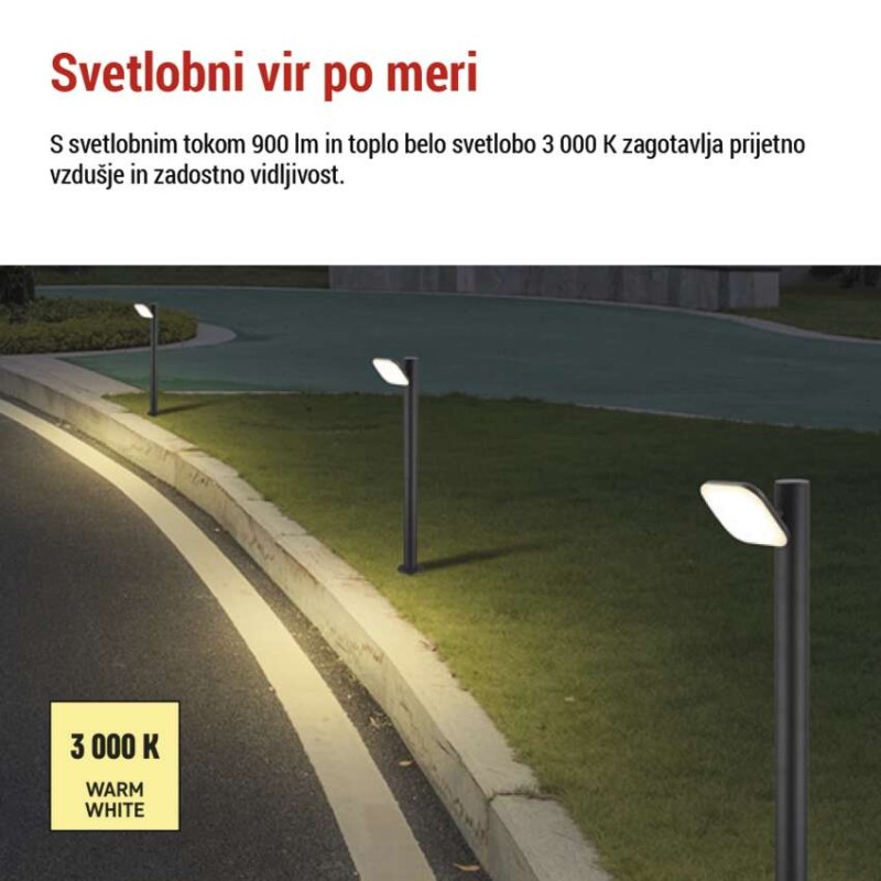 Vrtna LED stoječa svetilka NIKA, 12 x 12 x 50 cm, 12,5 W, toplo bela