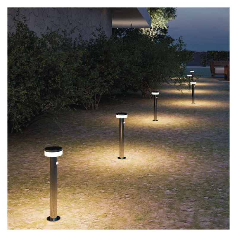 LED zahradní solární sloupkové svítidlo TERION, čidlo soumraku, 12,5 x 12,5 x 50 cm