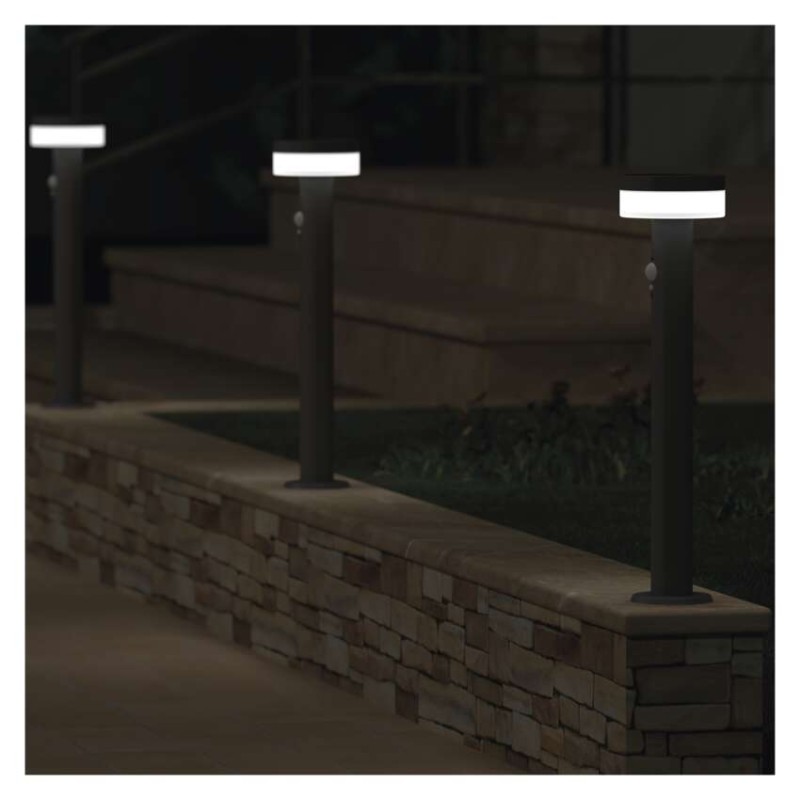 LED zahradní solární sloupkové svítidlo TERION, čidlo soumraku, 12,5 x 12,5 x 50 cm