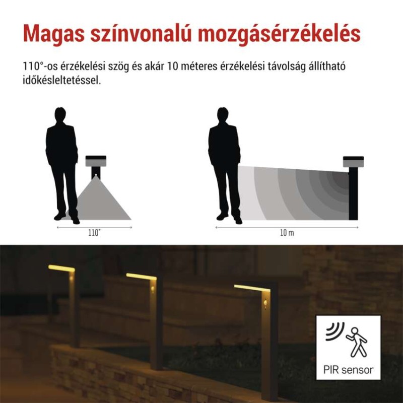 LED napelemes kerti fali lámpa VEREA szürkületérzékelővel, 10,7 x 15,4 x 50 cm