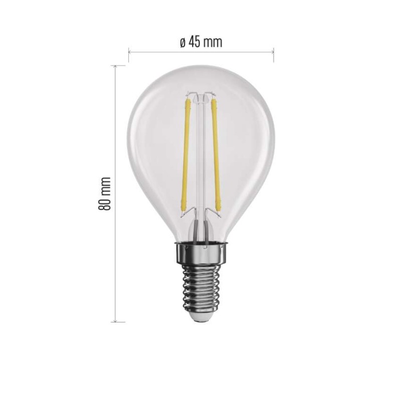 LED spuldze Filament Mini Globe / E14 / 1,8 W (25 W) / 250 lm / neitrāli balta