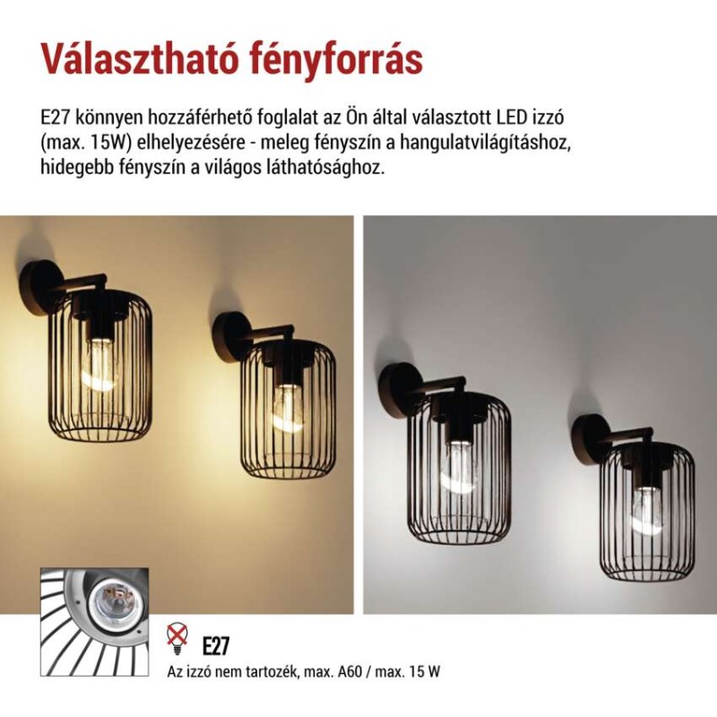 Kerti fali lámpa SALVIA, 20,8 x 16 x 28,5 cm, 1 x E27, 15 W