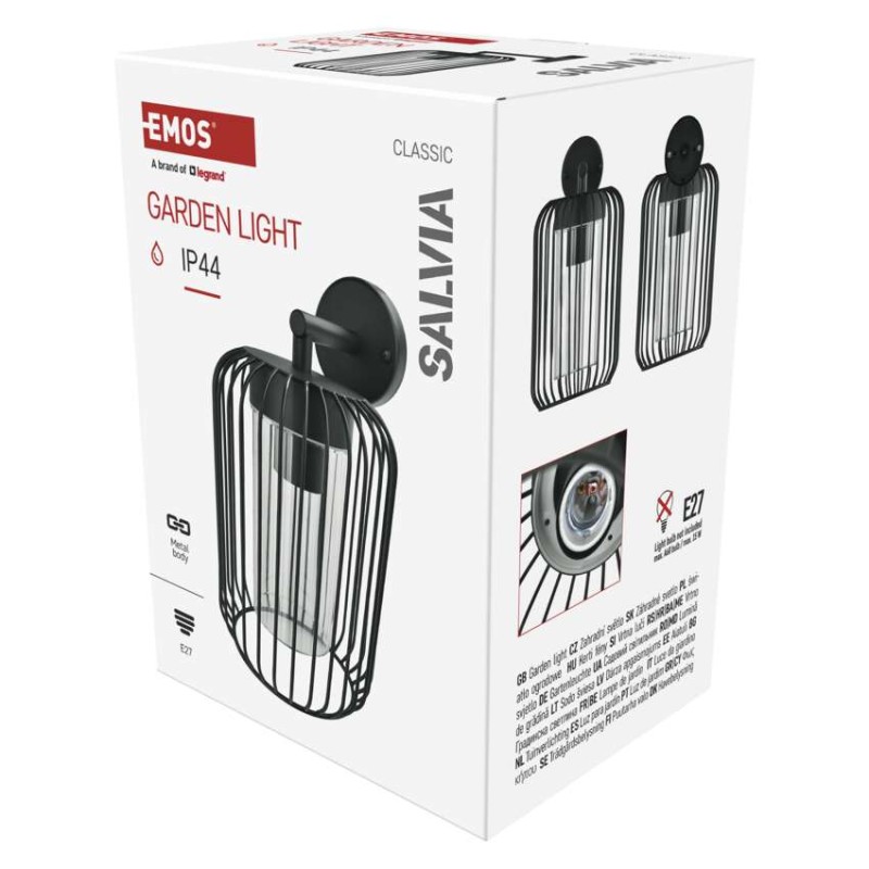 Zahradné nástenné svietidlo SALVIA, 20,8 x 16 x 28,5 cm, 1 x E27, 15 W