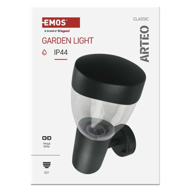 Záhradné nástenné svietidlo ARTEO, 16,4 x 12 x 23 cm, 1 x E27, 15 W