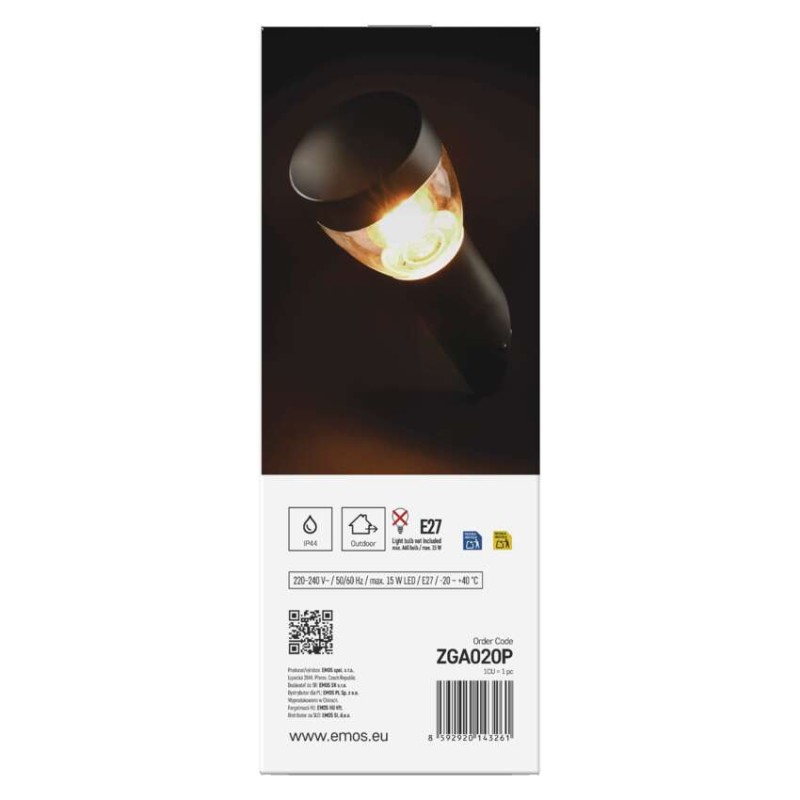 Záhradné nástenné svietidlo ARTEO, 12 x 12 x 33 cm, 1 x E27, 15 W