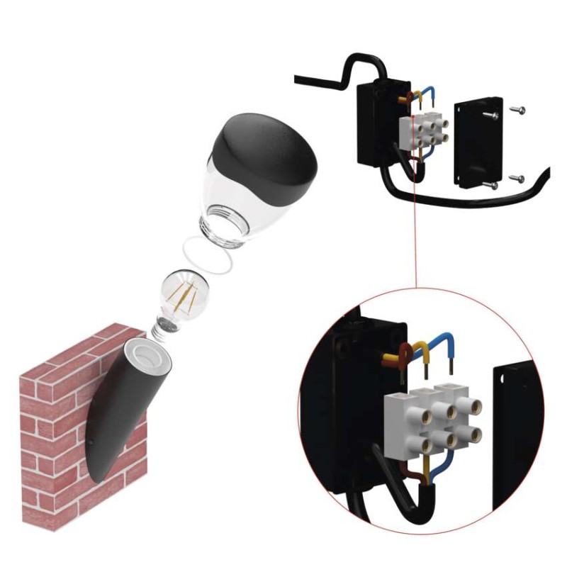 Záhradné nástenné svietidlo ARTEO, 12 x 12 x 33 cm, 1 x E27, 15 W