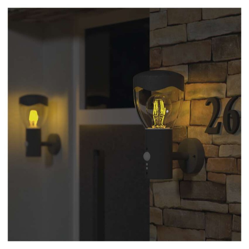 Záhradné nástenné svietidlo ARTEO, senzor súmraku, 16,4 x 12 x 29,5 cm, 1 x E27, 15 W