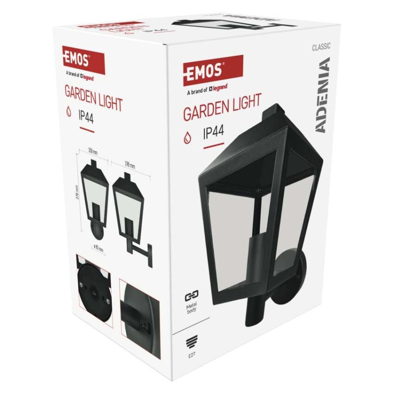 Záhradné nástenné svietidlo ADENIA, 19,8 x 15 x 27,8 cm, 1 x E27, 15 W