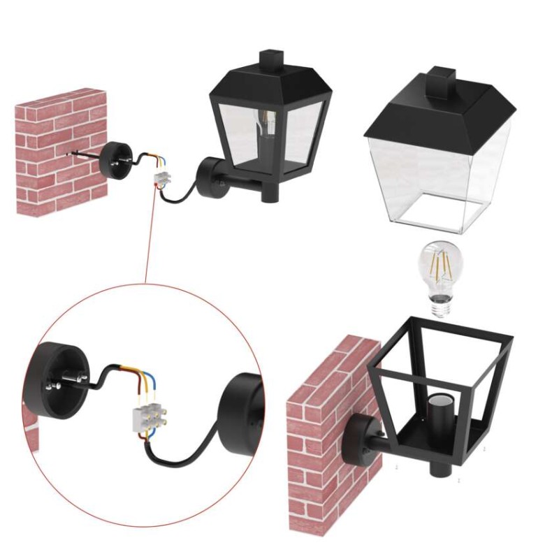 Záhradné nástenné svietidlo ADENIA, 19,8 x 15 x 27,8 cm, 1 x E27, 15 W